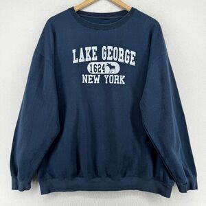LAKE GEORGE Sweatshirt Mens L NY Summer Adirondacks Saratoga Springs Long Sleeve